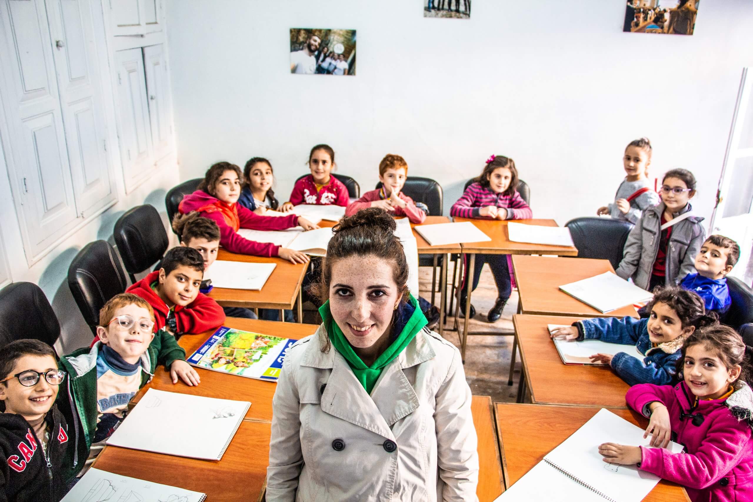 Premiers cours au centre culturel de l'association à Alep
